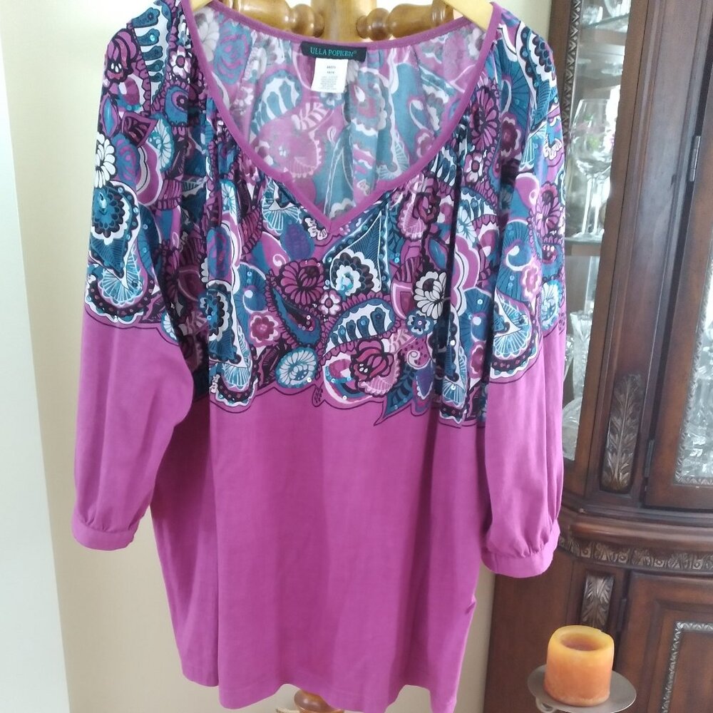 Elegant Blouse, Exclusive design, Ulla Popken, Cotton 100 %, Size - 1X ( 16-18 )